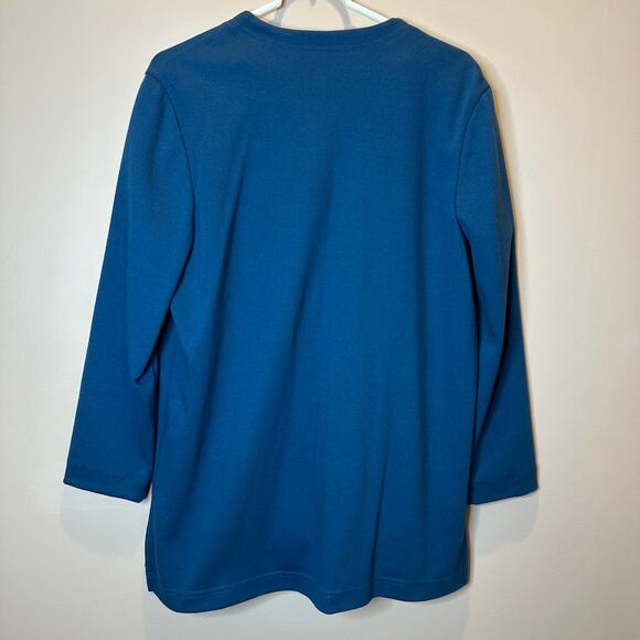 Lands' End Blue Button Up Cardigan & Matching Skirt Set Womens Petite Size MP - Picture 4 of 11